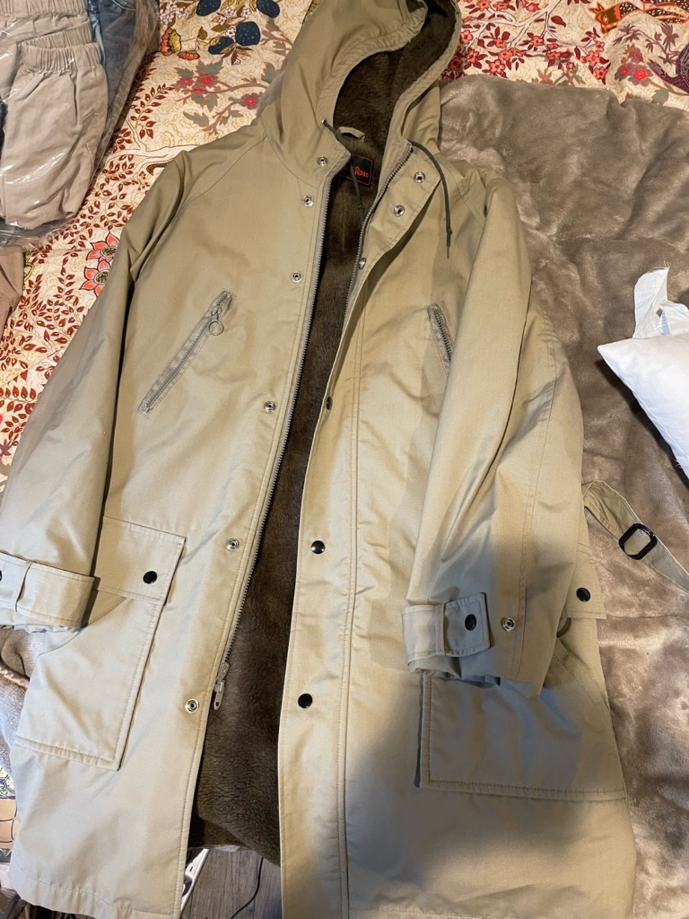 Trench Coat with Faux-Fur Lining